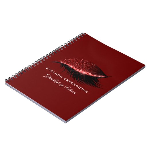 Lashes Extension Silver Red Eyes Makeup Glitter Notitieboek (Linkerzijde)
