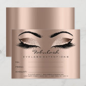 Lashes ExtensionRose Gold Makeup Certificate Gift Kaart (Voorkant / Achterkant)