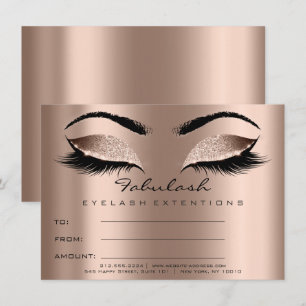 Lashes ExtensionRose Gold Makeup Certificate Gift Kaart