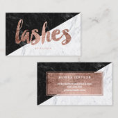 Lashes eye block faux roos gold typografie marmer visitekaartje (Voorkant / Achterkant)