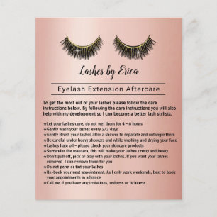 Lashes Eyelash Extension Salon Roos Gold Aftercare Flyer