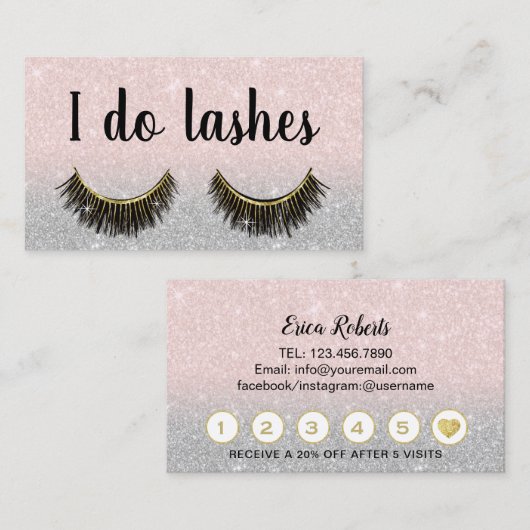 Lashes Eyelash Extensions Blush Pink Salon Loyalty (Voorkant / Achterkant)
