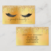 Lashes Eyelash Extensions Driving Glitter Gold Visitekaartje (Voorkant / Achterkant)