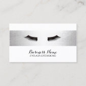 Lashes Eyelash Extensions Modern Silver Salon Visitekaartje (Voorkant)