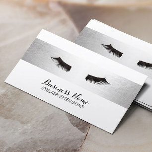 Lashes Eyelash Extensions Modern Silver Salon Visitekaartje