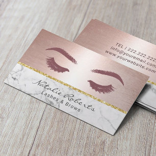 Lashes Eyelash Makeup Artist Chic Roos Gold Marble Visitekaartje