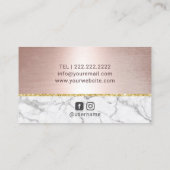 Lashes Eyelash Makeup Artist Chic Roos Gold Marble Visitekaartje (Achterkant)