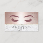 Lashes Eyelash Makeup Artist Chic Roos Gold Marble Visitekaartje (Voorkant)