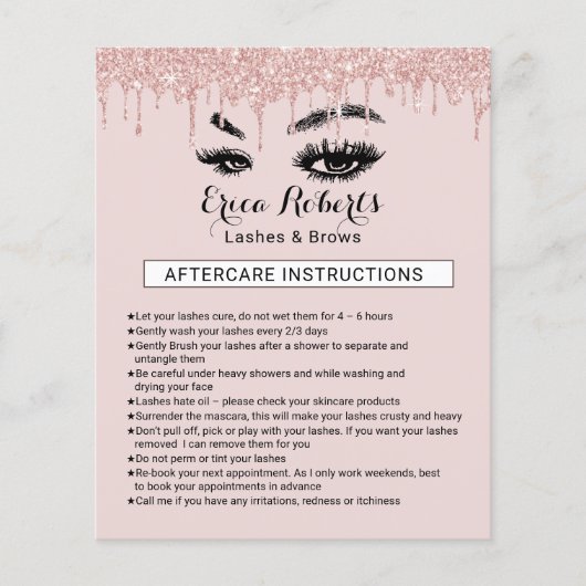 Lashes Eyelash Makeup Artist Nazorginstructies Flyer (Voorkant)