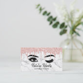 Lashes Eyelash Makeup Artist Roos Gold Drip Marble Visitekaartje (Staand voorkant)