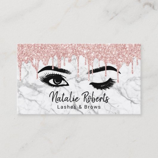 Lashes Eyelash Makeup Artist Roos Gold Drip Marble Visitekaartje (Voorkant)