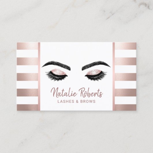 Lashes Eyelash Makeup Artist Roos Gold Stripe Visitekaartje (Voorkant)