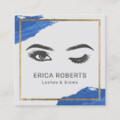 Lashes Eyelash Makeup Artist Wink Eye Beauty Blue Vierkante Visitekaartje (Voorkant)