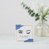 Lashes Eyelash Makeup Artist Wink Eye Beauty Blue Vierkante Visitekaartje (Staand voorkant)