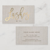 Lashes Eyelash Makeup kunstenaar Gold Typography L Visitekaartje (Voorkant / Achterkant)