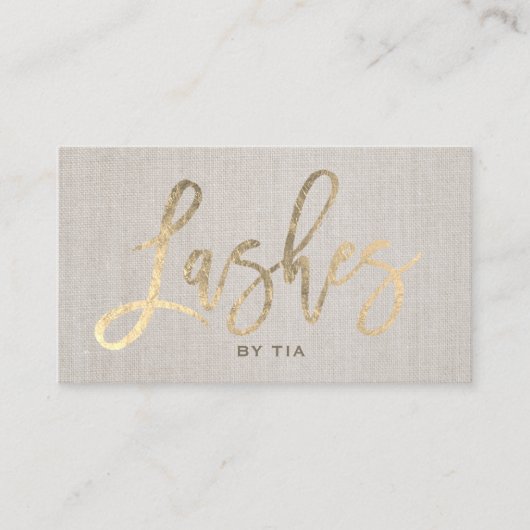 Lashes Eyelash Makeup kunstenaar Gold Typography L Visitekaartje (Voorkant)
