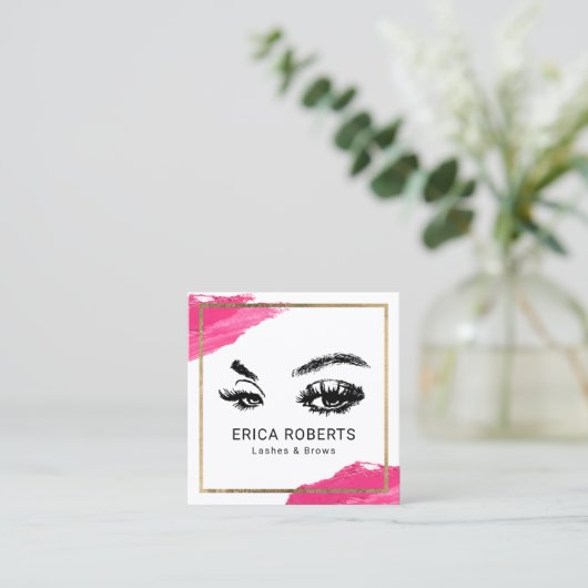 Lashes Eyelash Makeup kunstenaar moderne schoonhei Vierkante Visitekaartje (Staand voorkant)