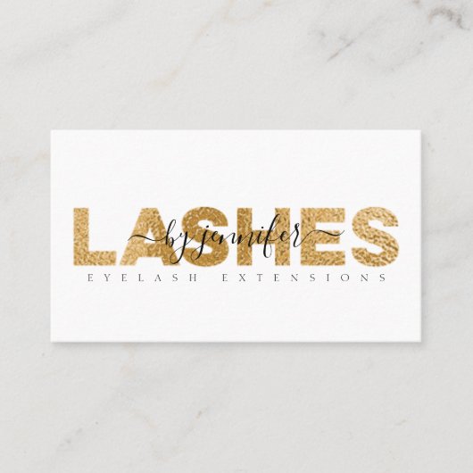 Lashes Eyelash Specialist Gold Foil Typography Visitekaartje (Voorkant)