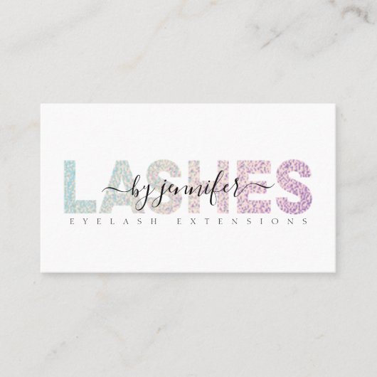 Lashes Eyelash Specialist Holographic Folie Script Visitekaartje (Voorkant)