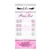 Lashes Eyelash vergroot roze schoonheidssalonprijs Reclamekaart (Voorkant)