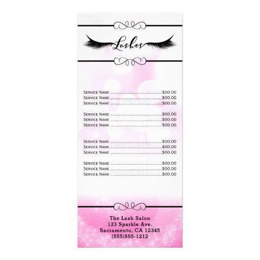 Lashes Eyelash vergroot roze schoonheidssalonprijs Reclamekaart (Achterkant)