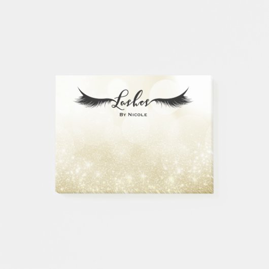 Lashes Eyelashes Gold Sparkle Glam - speciaal aang Post-it® Notes (Voorkant)
