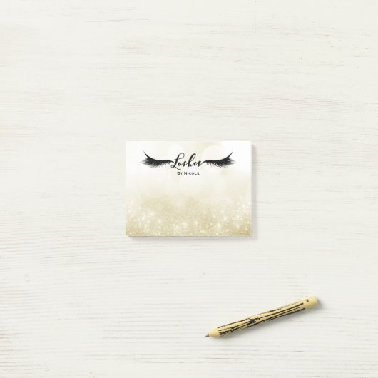 Lashes Eyelashes Gold Sparkle Glam - speciaal aang Post-it® Notes (Op bureau)