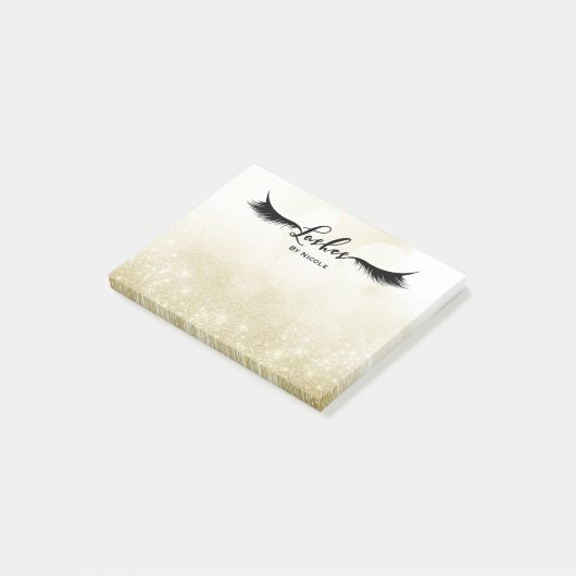Lashes Eyelashes Gold Sparkle Glam - speciaal aang Post-it® Notes (Schuin)