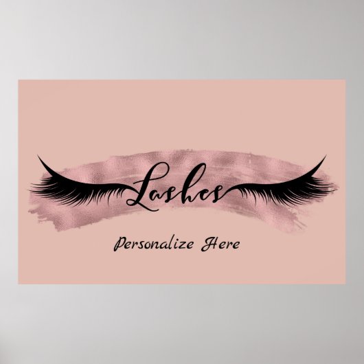 Lashes Eyelashes Roos Gold Blush Pink Beauty Salon Poster (Voorkant)