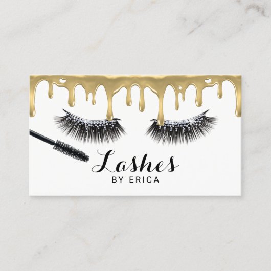 Lashes Eyes Makeup Artist Gold Drift Eyelash Salon Visitekaartje (Voorkant)