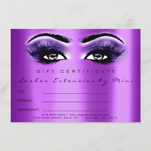 Lashes Eyes Paars Violet Makeup Certificate Cadeau (Voorkant)
