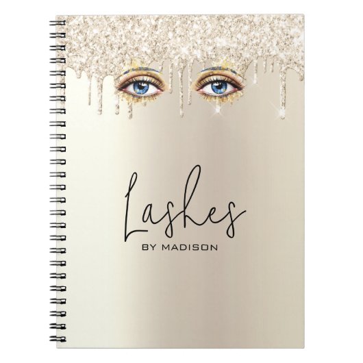 Lashes Glam Champagne Dripping Glitter Notitieboek (Voorkant)