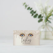 Lashes Glam Champagne Dripping Glitter Visitekaartje (Staand voorkant)