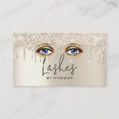 Lashes Glam Champagne Dripping Glitter Visitekaartje (Voorkant)