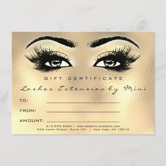 Lashes Glass Gold Makeup Certificate Cadeaus (Voorkant)