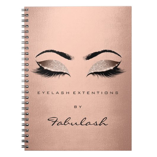Lashes Glitter Eyes Makeup Blush Roos Gold Name Notitieboek (Voorkant)