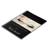 Lashes Glitter Eyes Makeup Marble Black Coral Name Notitieboek (Linkerzijde)