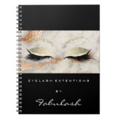 Lashes Glitter Eyes Makeup Marble Black Coral Name Notitieboek (Voorkant)