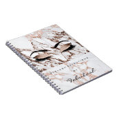 Lashes Glitter Eyes Makeup Marble Roos White Name Notitieboek (Rechterzijde)