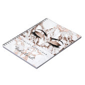 Lashes Glitter Eyes Makeup Marble Roos White Name Notitieboek (Linkerzijde)