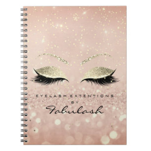 Lashes Glitter Eyes Makeup roze Rose Gold Skinny Notitieboek