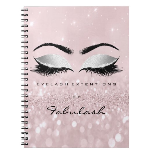 Lashes Glitter Eyes Makeup Roze Roze Roze Meisjesn Notitieboek (Voorkant)