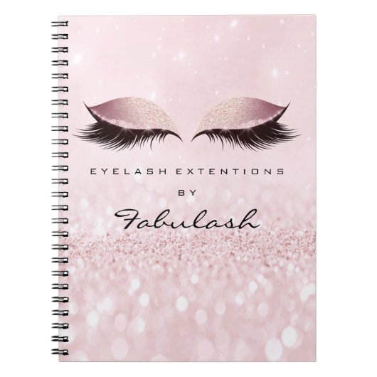 Lashes Glitter Eyes Makeup Roze Roze Roze Meisjesn Notitieboek (Voorkant)