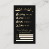 Lashes Gold Black Beauty Checklist Business Logo Afsprakenkaartje (Voorkant)