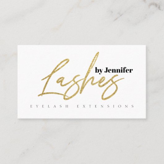 Lashes Gold Glitter Typography Script Eyelashes Visitekaartje (Voorkant)