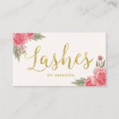 Lashes Gold Script Floral Lash Extension Visitekaartje (Voorkant)