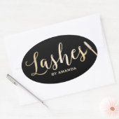 Lashes Gold Script Modern Makeup Artist Ovale Sticker (Envelop)
