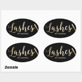 Lashes Gold Script Modern Makeup Artist Ovale Sticker (Vel)