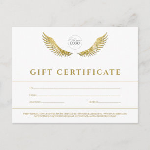 Lashes Gold Wings White Gift Certificaat Voucher Briefkaart