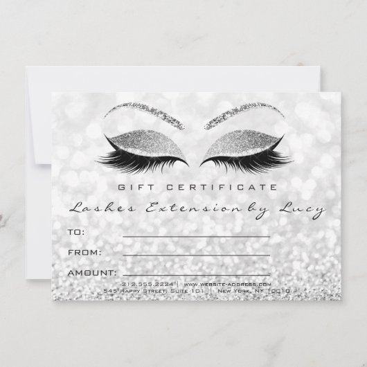 Lashes Gray Silver Makeup Certificate Gift Glitter (Voorkant)